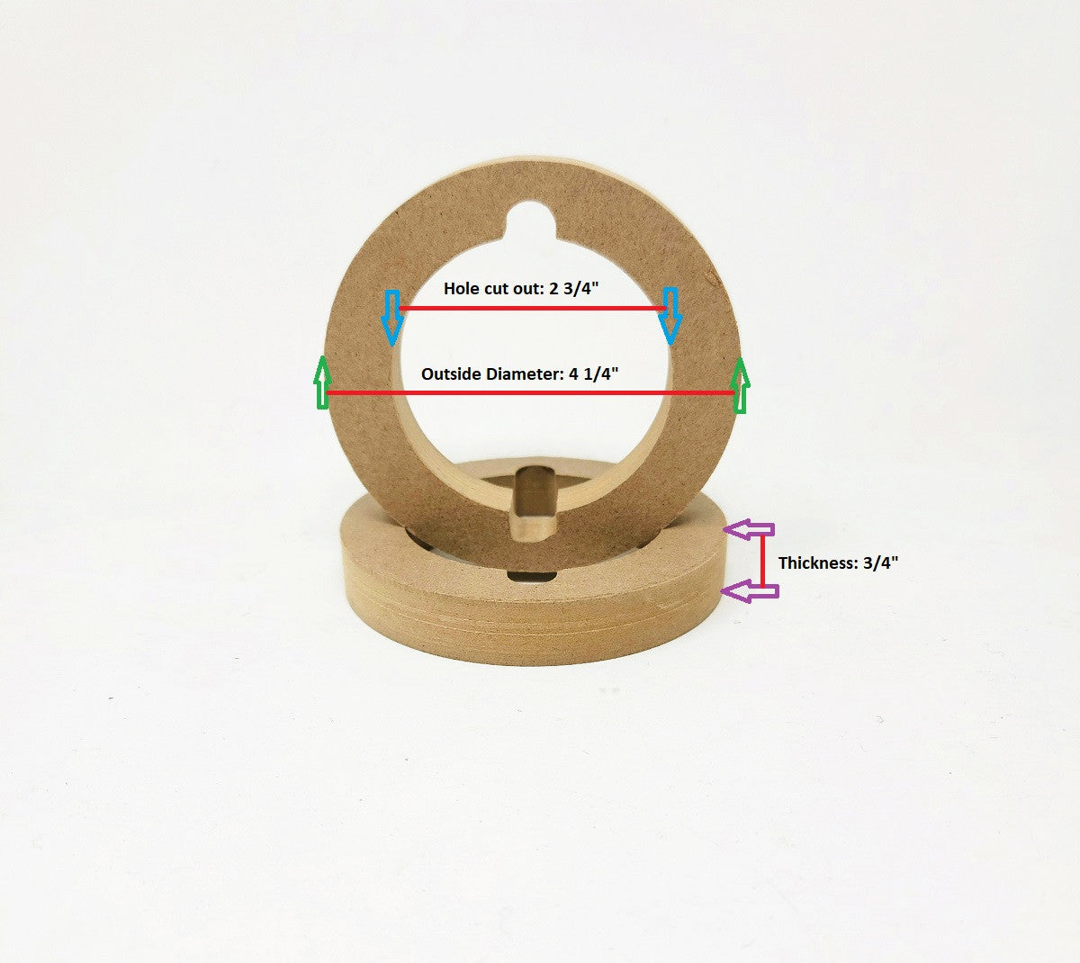 1-Pair Custom MDF Tweeter Adapter Rings 2 3/4" ID Car Audio Installation