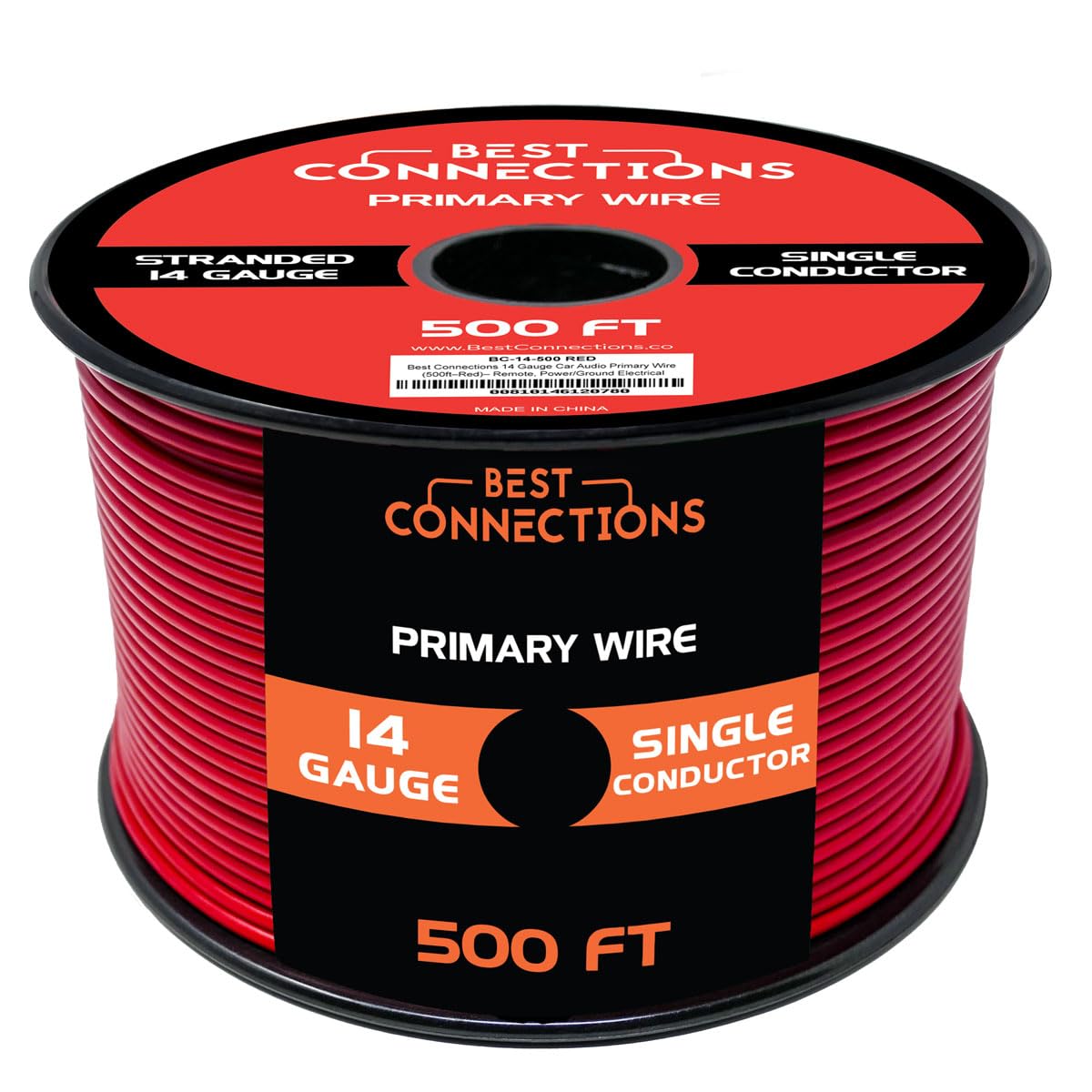 BEST CONNECTIONS 14 Gauge Automotive Primary Wire - 500ft | Ideal for Trailer, Speaker, and Lighting Circuits | Durable Primary/Remote, Power/Ground Electrical Wiring