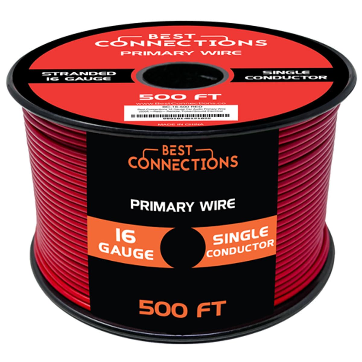 BEST CONNECTIONS 16 Gauge Automotive Primary Wire - 500ft (Various Color Options) | Ideal for Trailer, Speaker, and Lighting Circuits | Durable Primary/Remote, Power/Ground Electrical Wiring