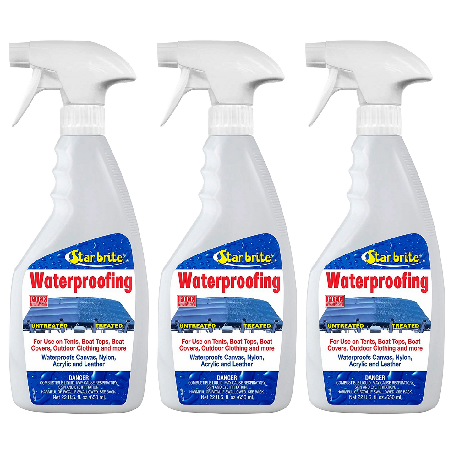Star Brite Waterproofing W/ PTEF 22oz Marine Fabric UV Protection Stain Repellent 81922 - 3 PACK