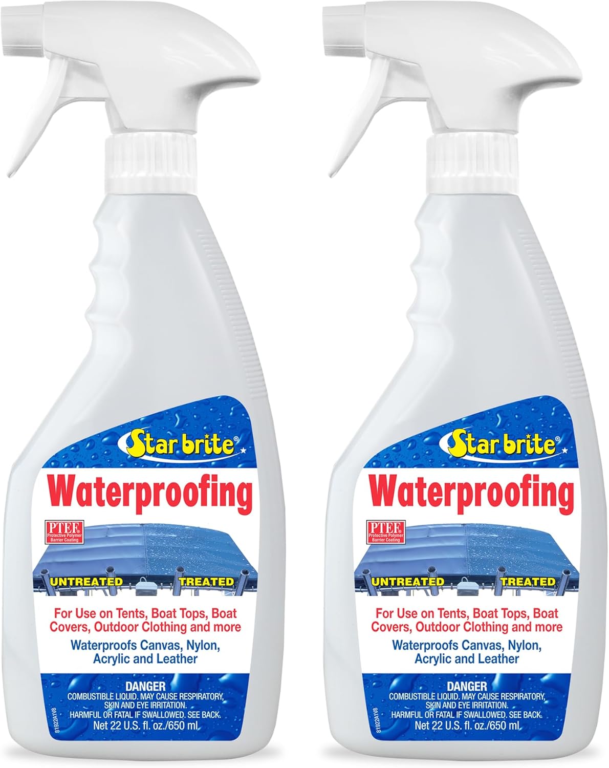 Star Brite Waterproofing W/ PTEF 22oz Marine Fabric UV Protection Stain Repellent 81922 - 2 PACK