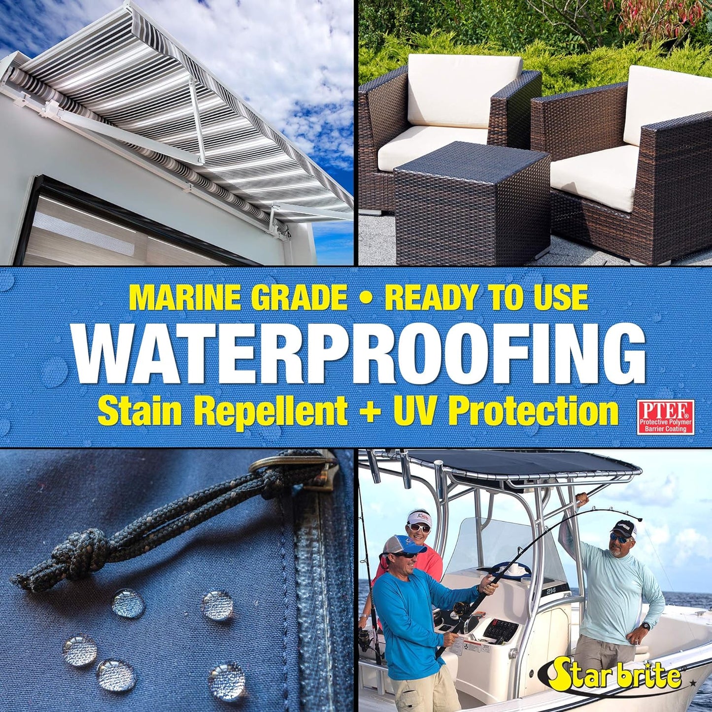 Star Brite Waterproofing W/ PTEF 22oz Marine Fabric UV Protection Stain Repellent 81922 - 3 PACK