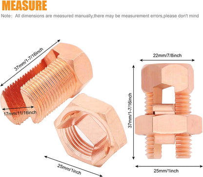 Best Connections 200 Pcs High Strength Copper Split Bolt Connectors 4 Gauge to 8 Gauge Solid Wire