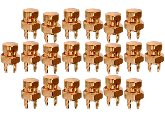 Best Connections 20 Pack High Strength Copper Split Bolt Connectors 4 Gauge to 8 Gauge Solid Wire