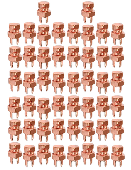 BEST CONNECTIONS 50 Pcs High Strength Copper Split Bolt Connectors 4 Gauge to 8 Gauge Solid Wire