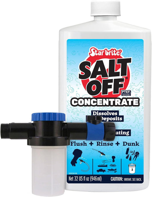 StarBrite 32 Oz Salt Off Concentrate Kit - Ultimate Boat Salt Remover & Marine Engine Flush - 32 Oz. Bottle with Applicator - Perfect for Outboard Motor Flush & Washing Salt Deposits Away