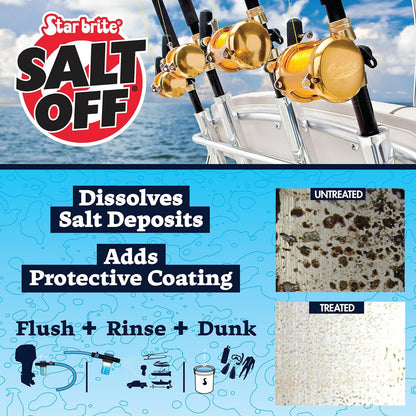 StarBrite 32 Oz Salt Off Concentrate Kit - Ultimate Boat Salt Remover & Marine Engine Flush - 32 Oz. Bottle with Applicator - Perfect for Outboard Motor Flush & Washing Salt Deposits Away