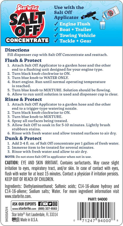 StarBrite 32 Oz Salt Off Concentrate Kit - Ultimate Boat Salt Remover & Marine Engine Flush - 32 Oz. Bottle with Applicator - Perfect for Outboard Motor Flush & Washing Salt Deposits Away