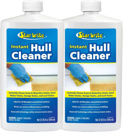 StarBrite Instant Hull Cleaner - Easily Remove Stains, Scum Lines & Grime for Boat Hulls, Fiberglass, Plastic & Painted Surfaces - Wipe On, Rinse Off Formula 32 Oz - 2 Pack