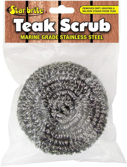 StarBrite Marine Grade Stainless Steel Teak Scrub - Durable, Rust-Resistant Wood & Metal Cleaner Tool for Boat Decks, Furniture, and More - 100% Stainless Steel - 2 Pack