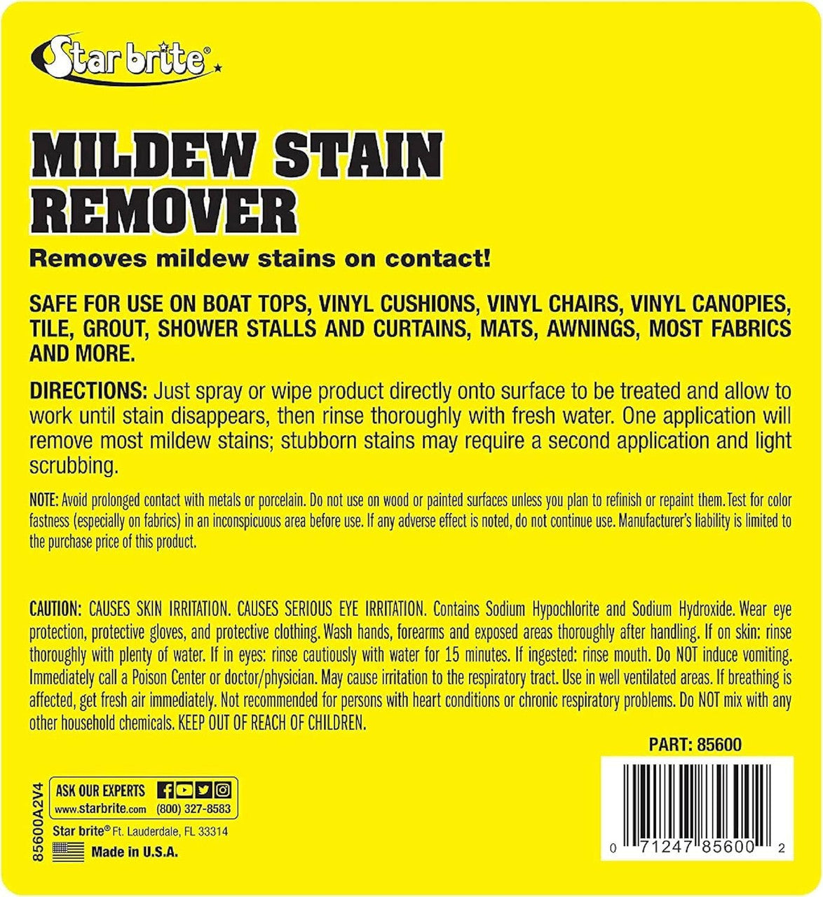 StarBrite Mildew Stain Remover 1 Gallon Jug - Cleaner - Removes Stains on Contact - 2 Pack
