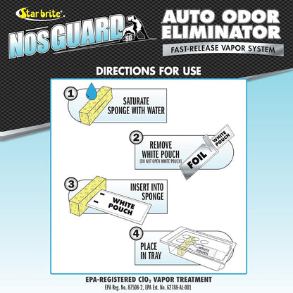 StarBrite NosGUARD SG Auto Odor Eliminator - Quick-Action Vapor System, Eliminates Damp, Musty Smells, Smoke & Pet Odors in Cars within 4-6 Hours - Case of 6