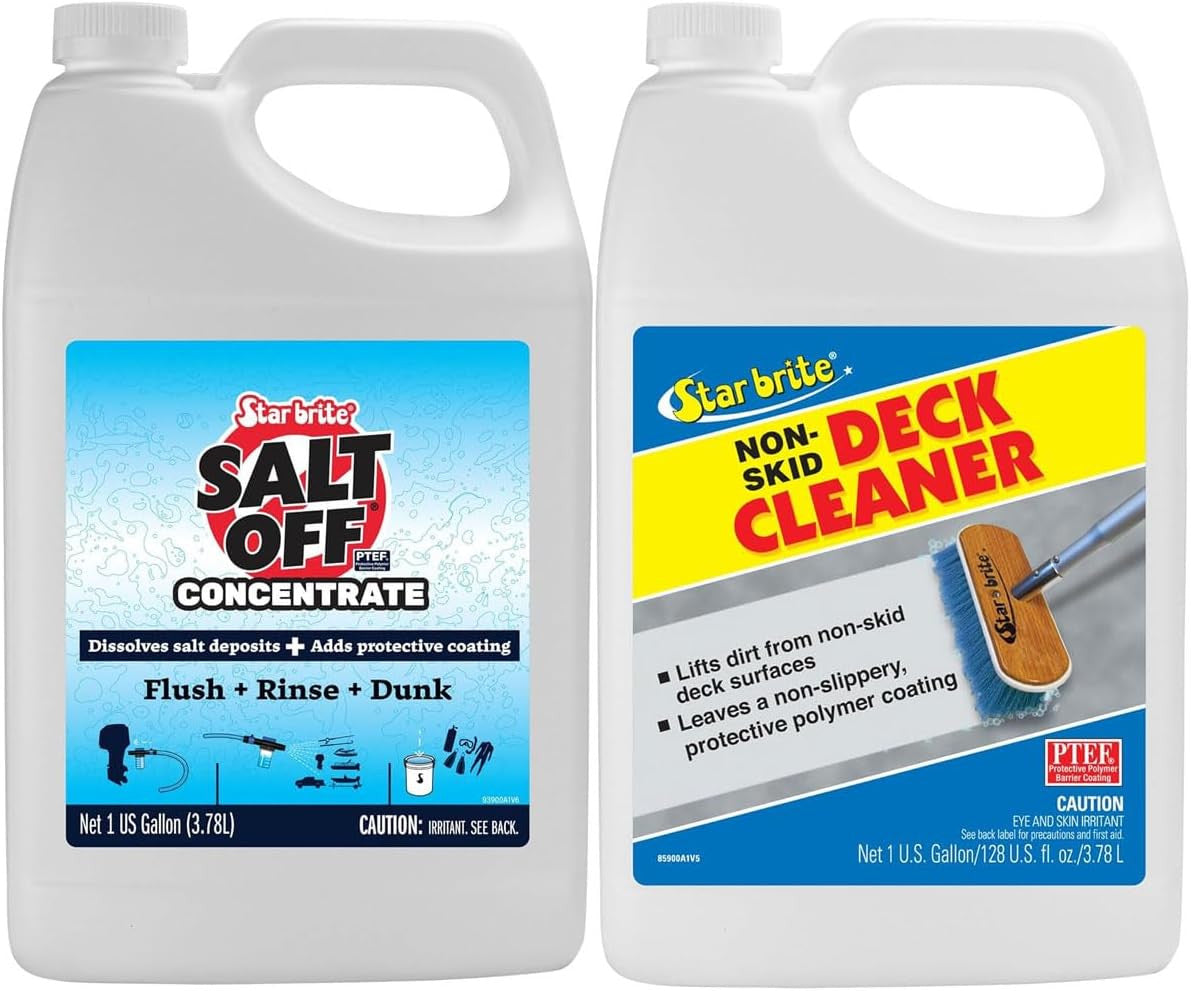 StarBrite Salt Off Concentrate - Salt Remover Wash & Marine Engine Flush - 1 Gal & Non-Skid Deck Cleaner & Protectant - Wash Grime Out of Non-Slip Surfaces & Protect from Future Stains - 1 Gal