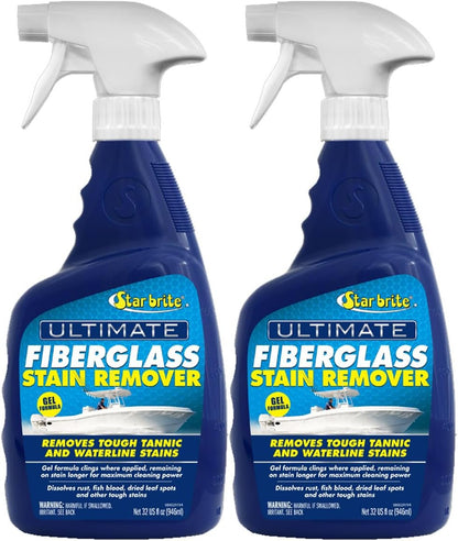 StarBrite Ultimate Fiberglass Stain Remover - Easy-to-Use Marine Grade Solution to Eliminate Tough Rust, Leaf & Waterline Stains for Boats and More - Maximum Cleaning Power Gel Spray - 2 Pack