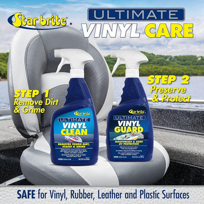 StarBrite Ultimate Vinyl Guard - Spray on Protection & Shine - Prevent Fading & Cracking - Keep Vinyl, Leather, Plastic & Rubber 32 oz - Case of 6