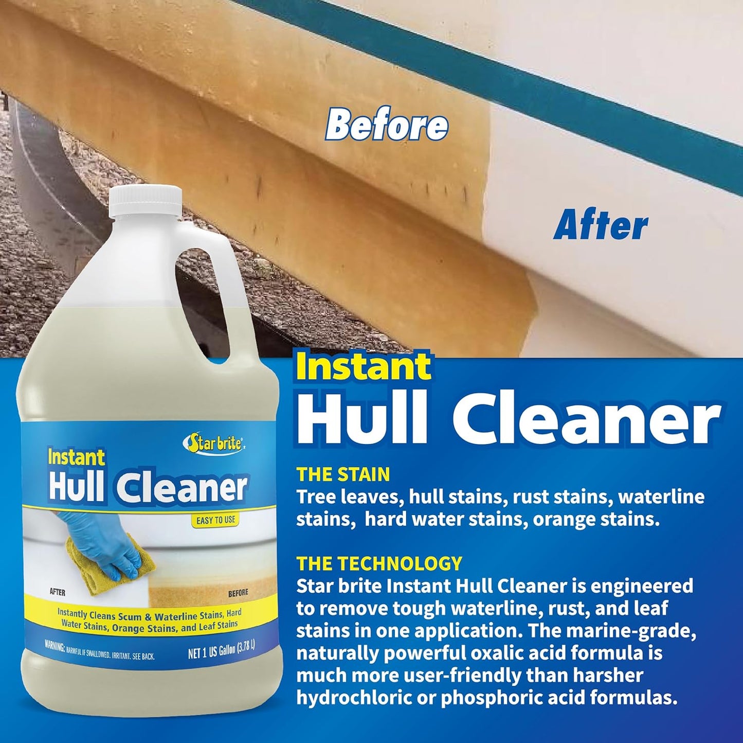 Star Brite Boat Marine Bottom Hull Cleaner 1 Gallon Cleans Yellowing and Grime