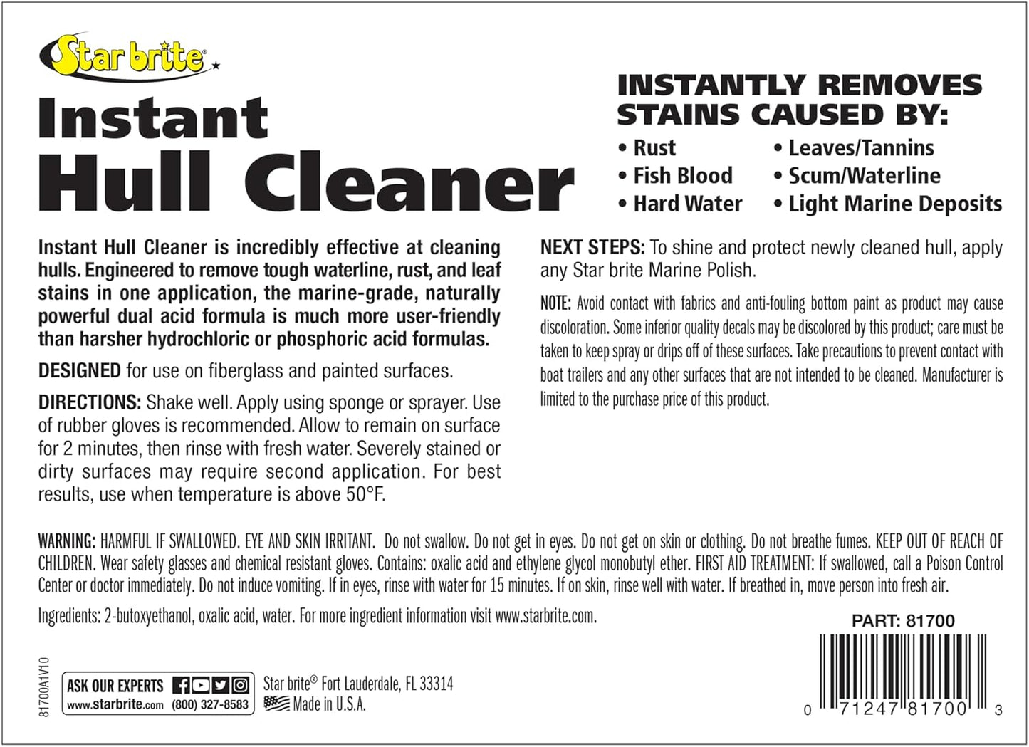 Star Brite Boat Marine Bottom Hull Cleaner 1 Gallon Cleans Yellowing and Grime