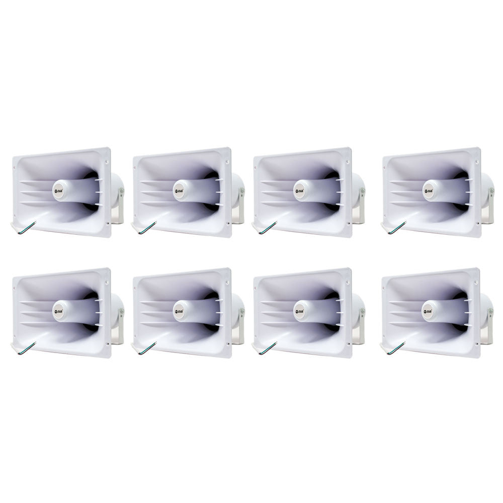 8-Pack PA Power Horn Speaker 40W RMS Indoor Outdoor 80 Watt Max Power