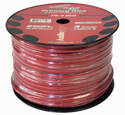 Audiopipe 4 Gauge Red Flexible Stranded Primary Power Wire PS-4-250