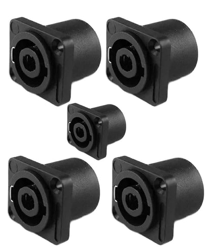 5) FEMALE SPEAKON SPEAKER CABLE 4 WIRE PANEL MOUNT AUDIO CONNECTORS TOTAL OF 5