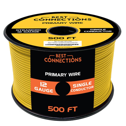 BEST CONNECTIONS 12 Gauge Automotive Primary Wire - 500ft | Ideal for Trailer, Speaker, and Lighting Circuits | Durable Primary/Remote, Power/Ground Electrical Wiring