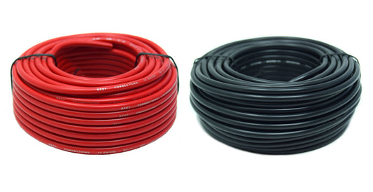 12 GAUGE WIRE RED & BLACK POWER GROUND 50 FT EACH PRIMARY STRANDED COPPER CLAD