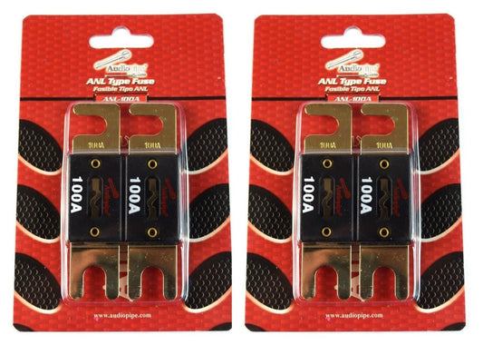 4 Pcs 100 Amp ANL Fuses Gold Plated Audiopipe Blister Pack Car Audio Stereo