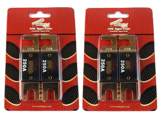 4 Pcs 250 Amp ANL Fuses Gold Plated Audiopipe Blister Pack Car Audio Stereo
