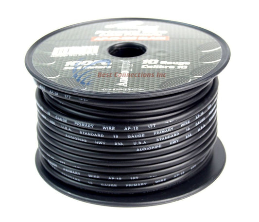 10 GA gauge 100 feet Black Audiopipe Car Audio Home Primary Remote Wire