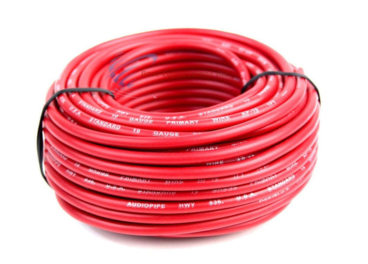 10 GA Gauge 50' Feet Red Audiopipe Car Audio Home Remote Primary Cable Wire