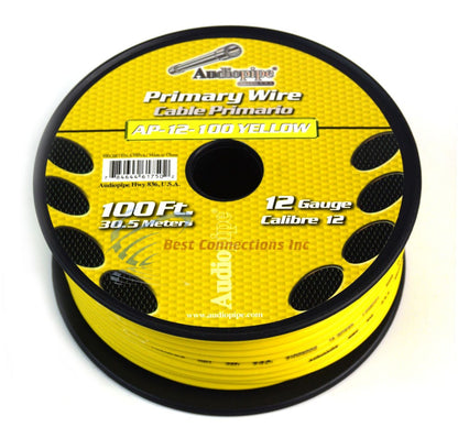 12 Gauge 100 Feet Yellow Audiopipe Car Audio Home Primary Wire Stranded Copper Mix