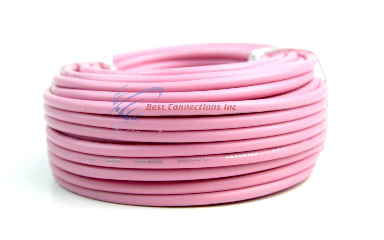 12 Gauge 50' Feet Pink Audiopipe Car Audio Home Remote Primary Cable Wire LED