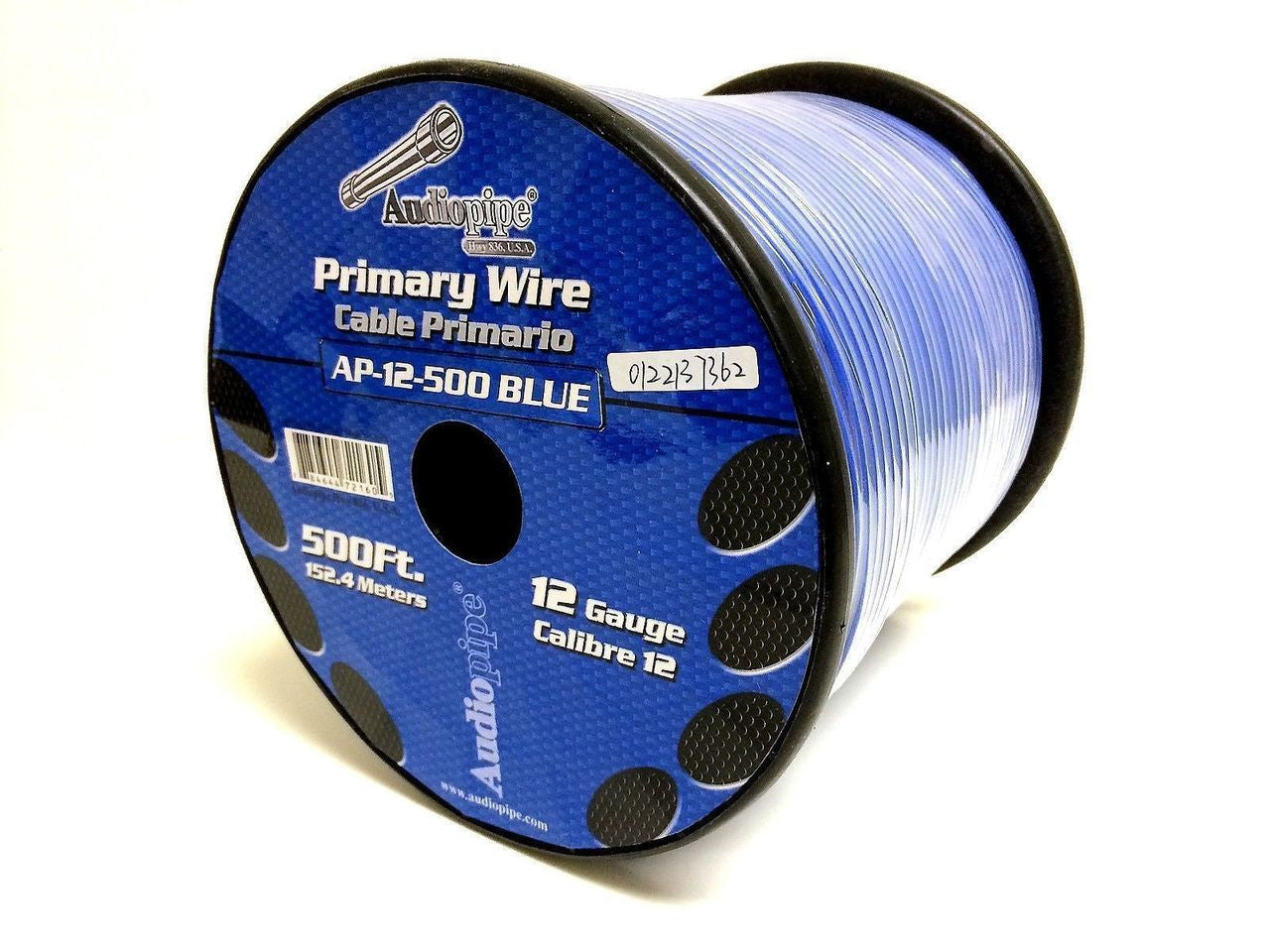 Audiopipe 12 Gauge Car Audio Primary Wire (500ft–Blue)– Remote, Power/Ground Electrical