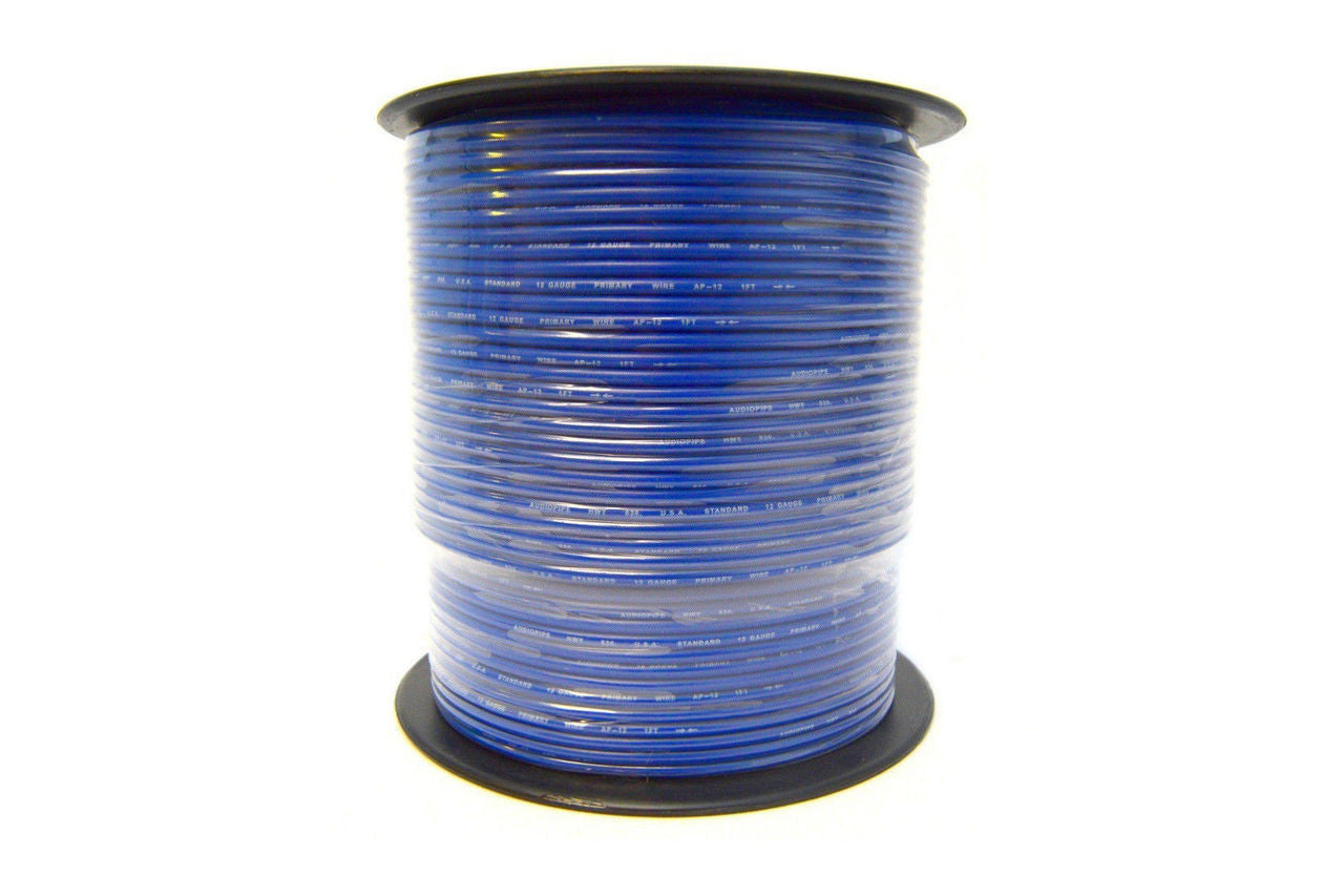 Audiopipe 12 Gauge Car Audio Primary Wire (500ft–Blue)– Remote, Power/Ground Electrical