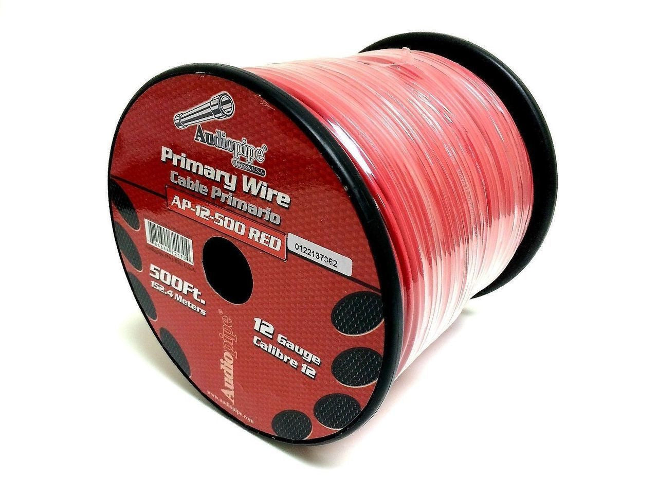 Audiopipe 12 Gauge Car Audio Primary Wire (500ft–Red)– Remote, Power/Ground Electrical