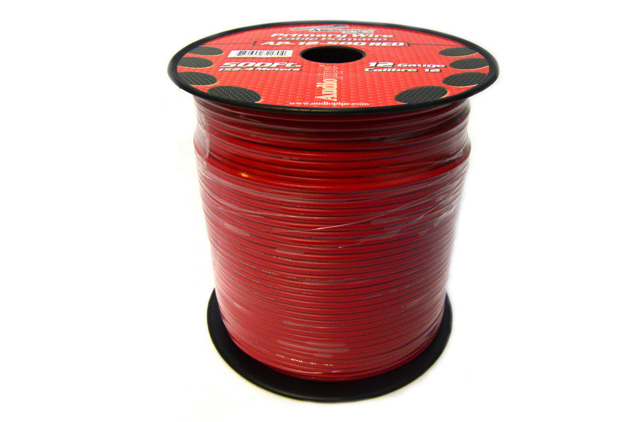 Audiopipe 12 Gauge Car Audio Primary Wire (500ft–Red)– Remote, Power/Ground Electrical