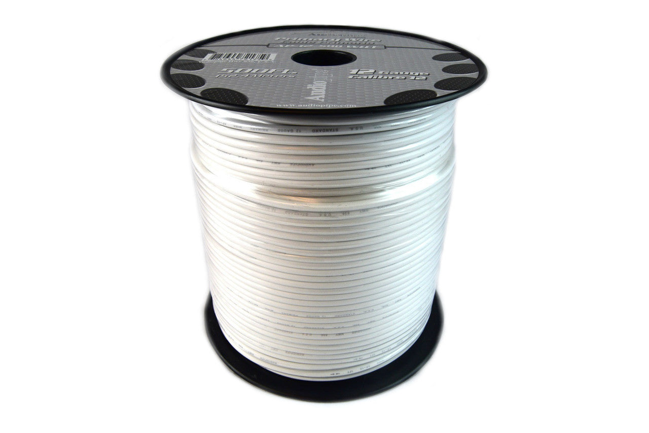 12 GAUGE COPPER CLAD WIRE REMOTE TURN ON 500' WHITE AUDIOPIPE CAR AUDIO STEREO