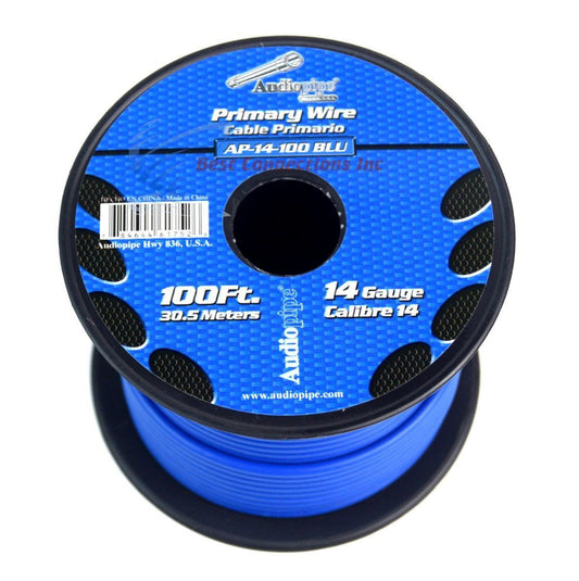 One roll 14 GA gauge 100 feet Blue Audiopipe Car Audio Home Primary Remote Wire