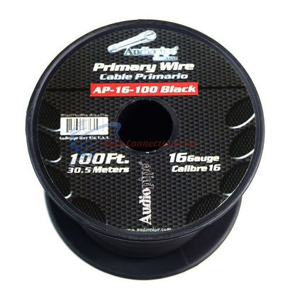 One roll 16 GA 100 feet Black Audiopipe Car Audio Home Primary Remote Wire