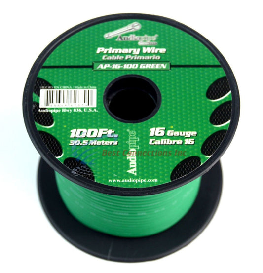 Audiopipe 16 GA 100 feet Green Car Audio Home Primary Remote Wire