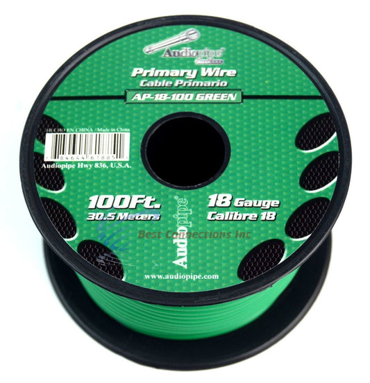 18 Gauge 100 Feet Audiopipe Primary Power Wire Remote Car Audio Home (Green)