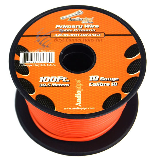 18 GA 100' Feet Orange Audiopipe Car Audio Home Remote Primary Cable Wire LED