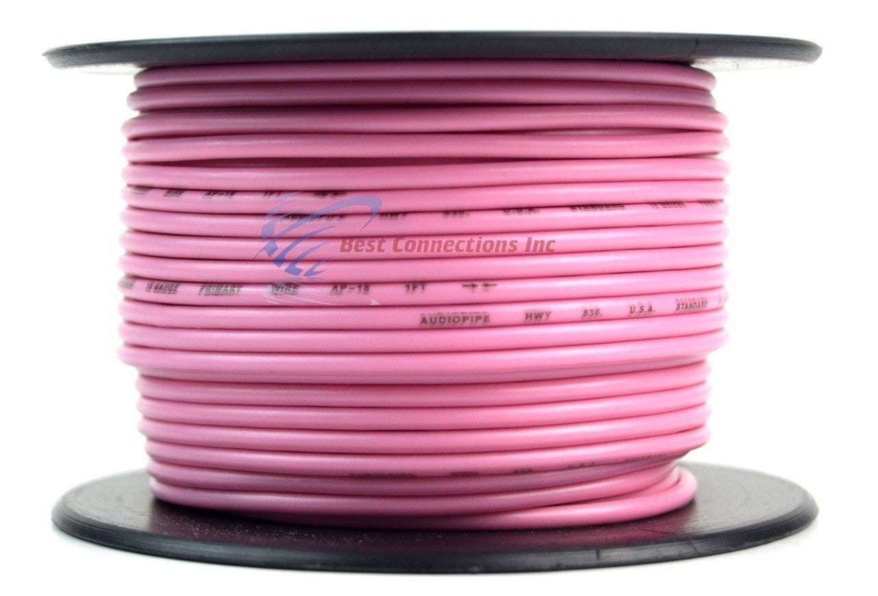 18 GA 100 Feet Pink Audiopipe Car Audio Home Remote Primary Cable Wire LED