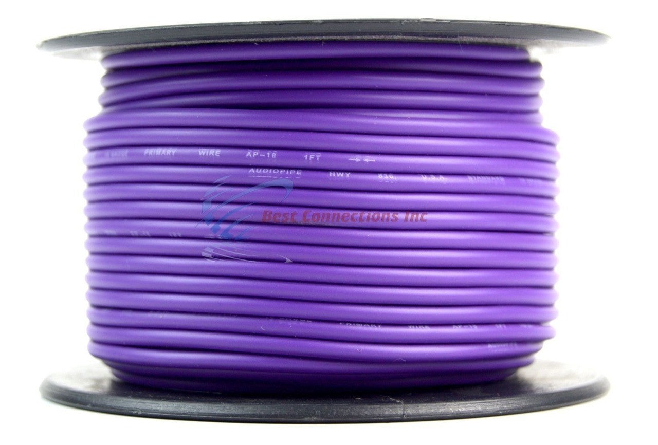 18 GA 100' Feet Purple Audiopipe Car Audio Home Remote Primary Cable Wire LED