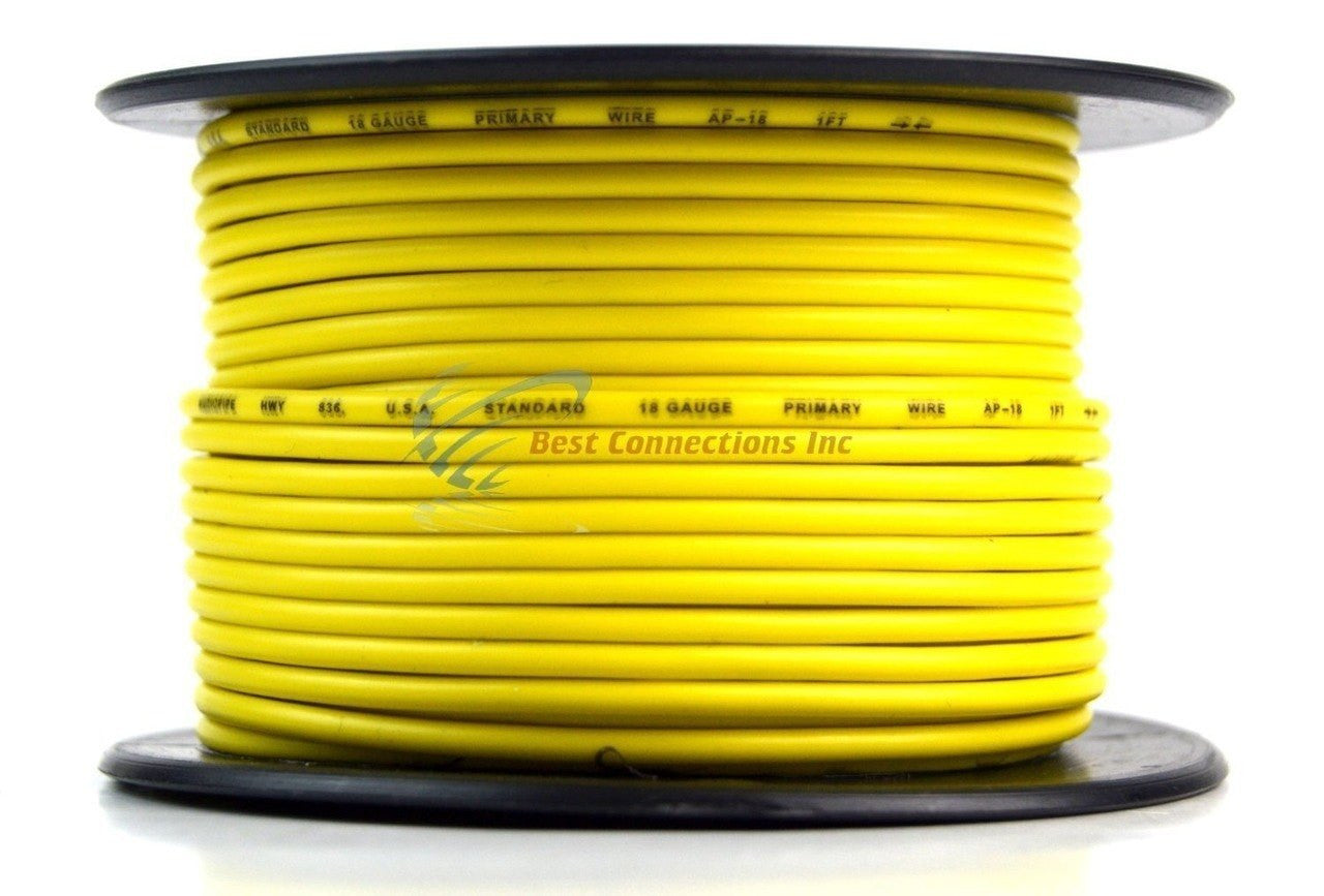 18 GA 100' Feet Yellow Audiopipe Car Audio Home Remote Primary Cable Wire LED