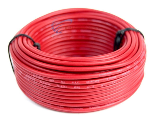 18 GA 50 Feet Audiopipe Primary Power Wire Remote Car Audio Home (Red)