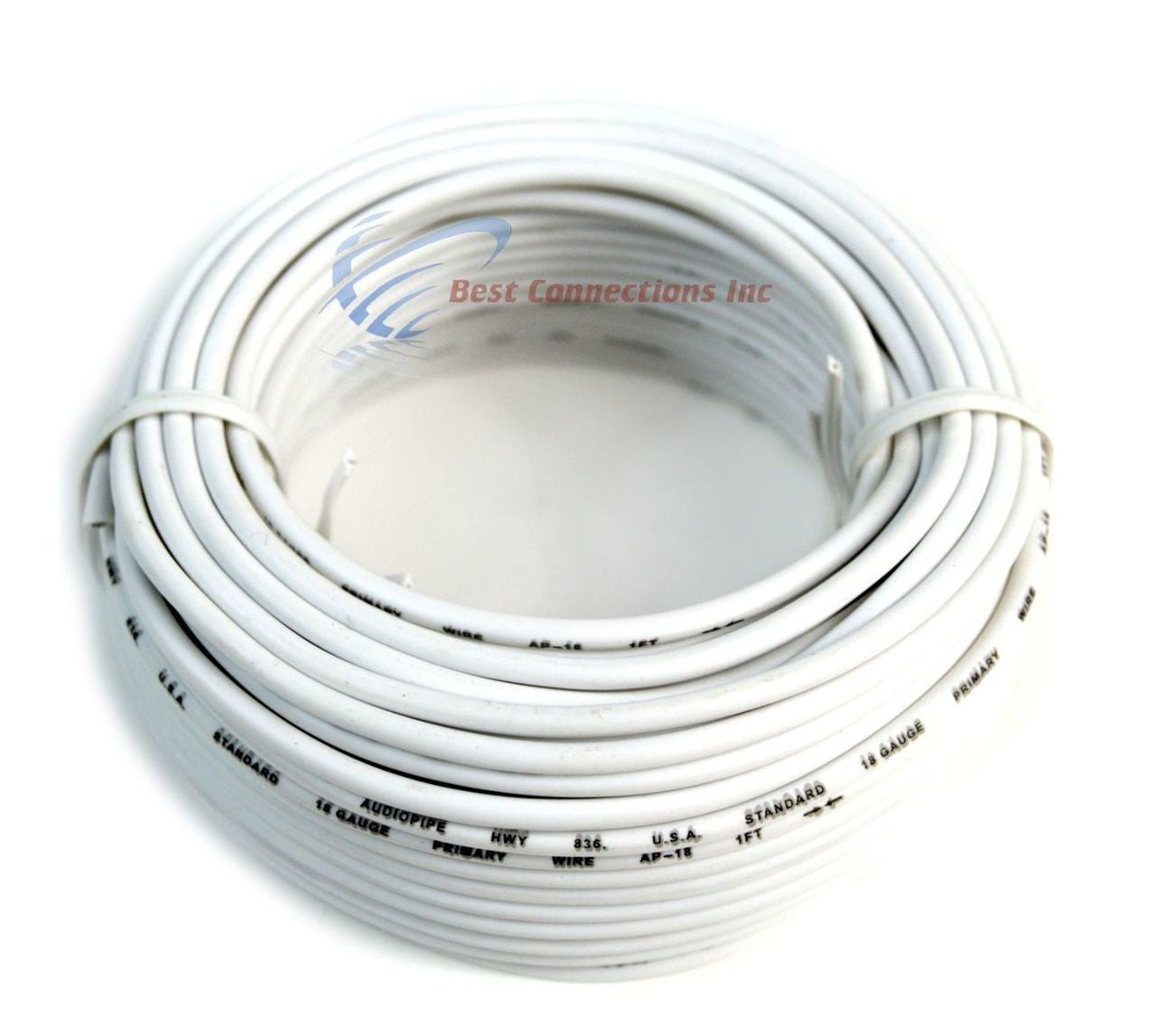 18 GA 50 Feet Audiopipe Primary Power Wire Remote Car Audio Home (White)