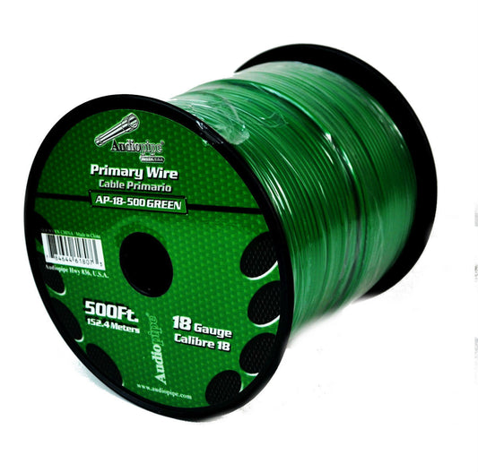 18 GA 500 Feet Audiopipe Primary Power Wire Remote Car Audio Home Green