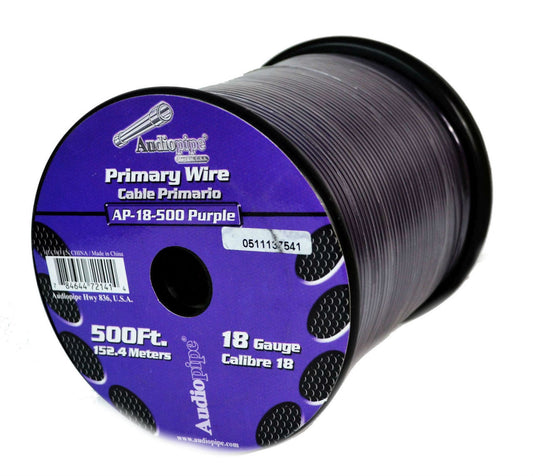 18 Gauge 500 Feet Audiopipe Primary Power Wire Remote Car Audio Home Purple