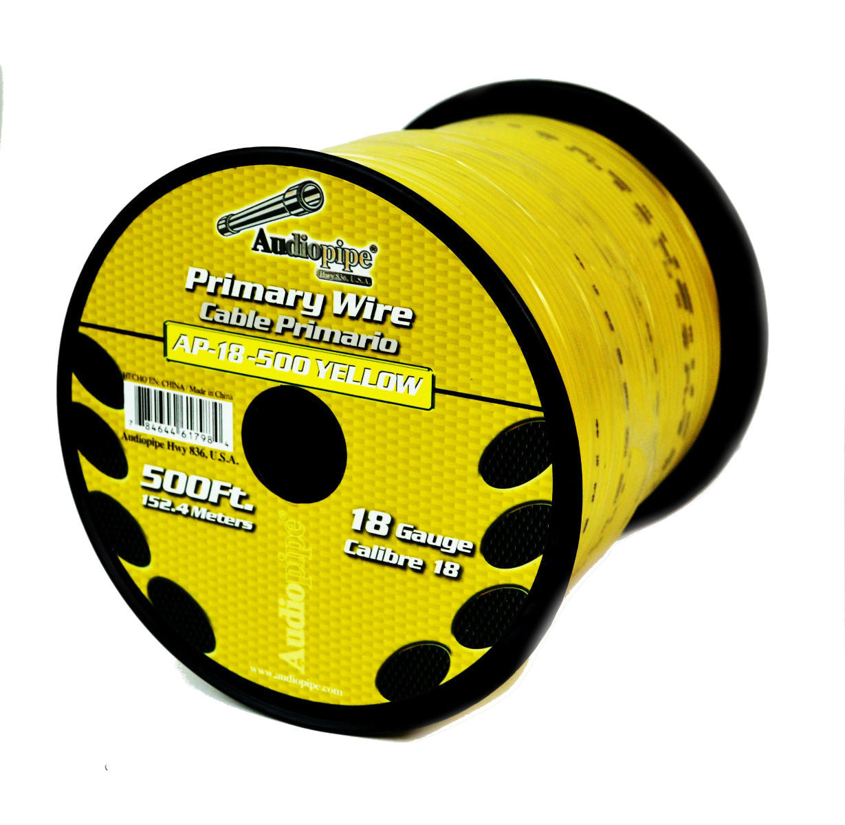 18 GA 500 Feet Yellow Audiopipe Primary Power Wire Remote Car Audio Home